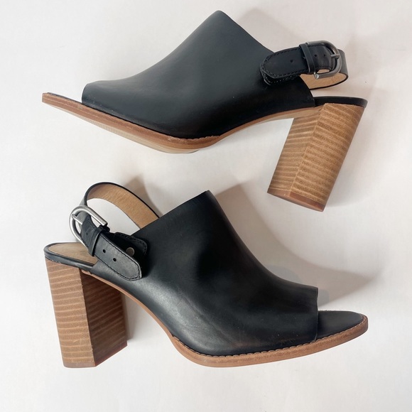 Madewell Riley Black Leather Convertible Sling Back Mules Size 10 - Picture 15 of 15